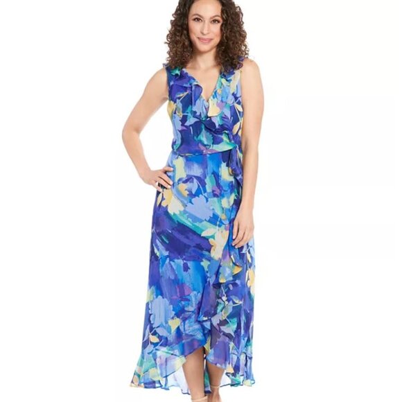 🌸 London Times "Rosie" Maxi Dress | Size 6 | Sunshine & Ultramarine | NWT 🌸 - Picture 1 of 13